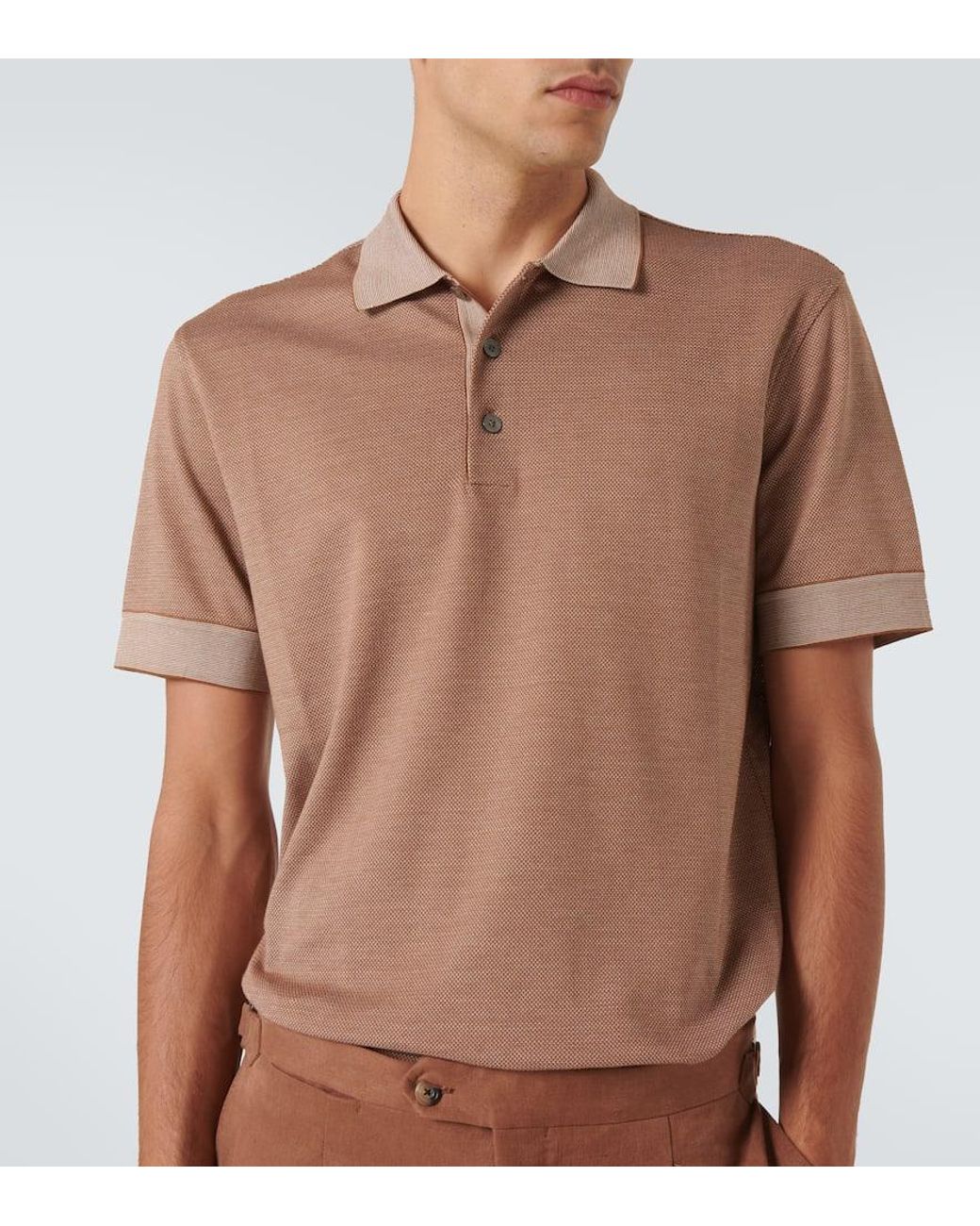 Zegna Brown Cotton-Blend Polo Shirt for men