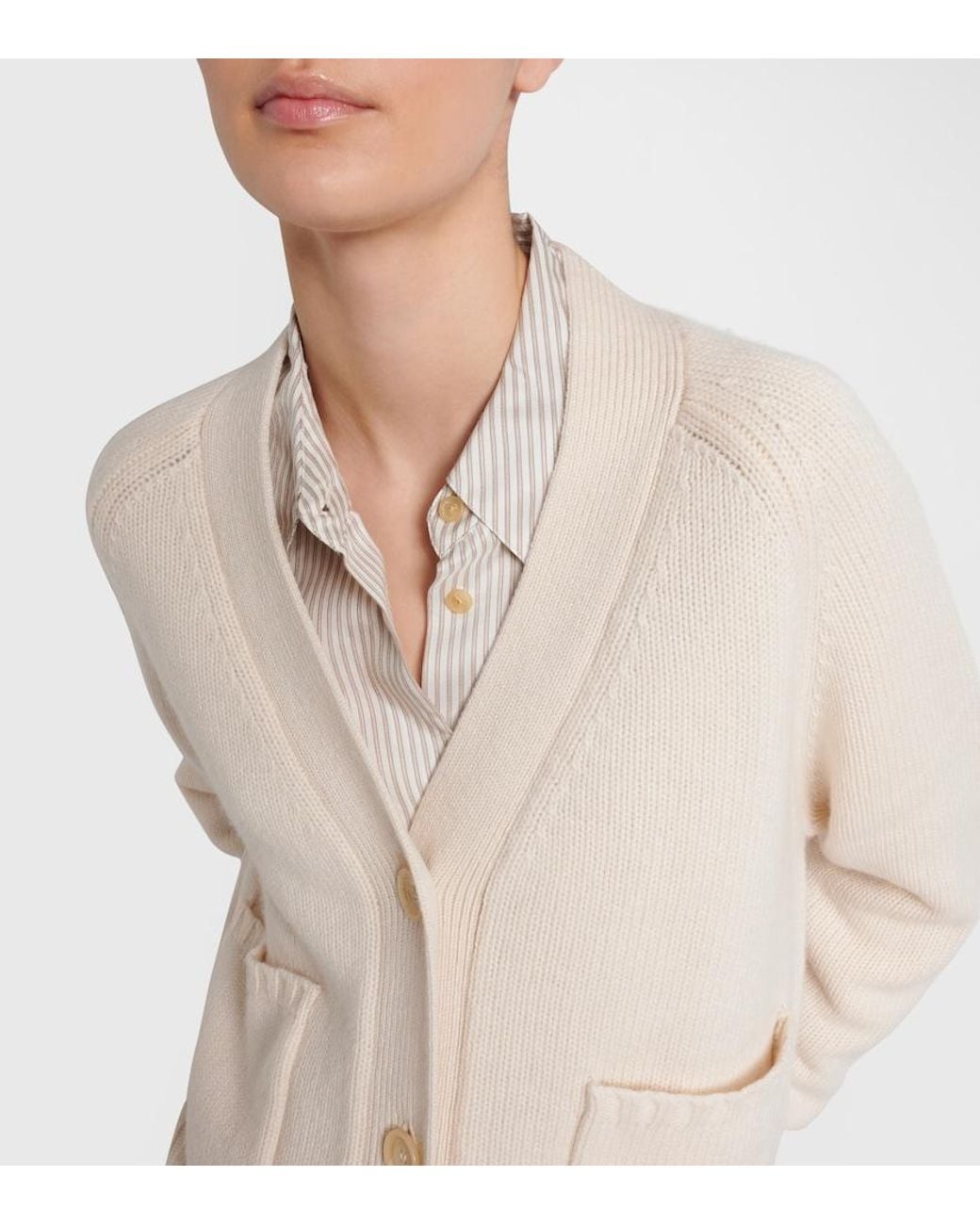 Jardin Des Orangers Natural Cashmere And Wool Cardigan