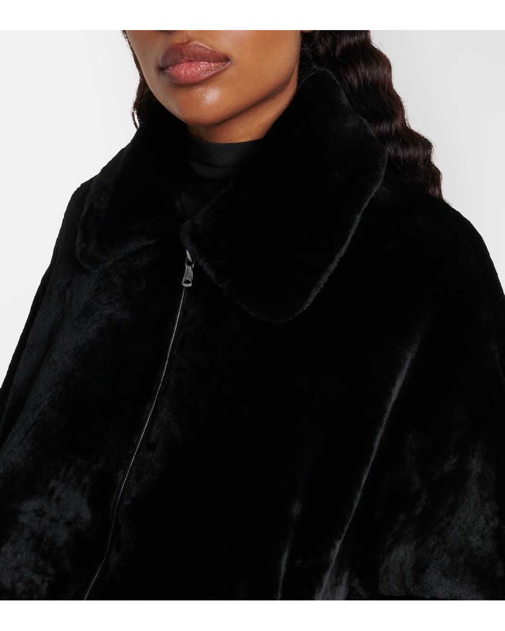 Nour Hammour Black Plush Shearling Jacket