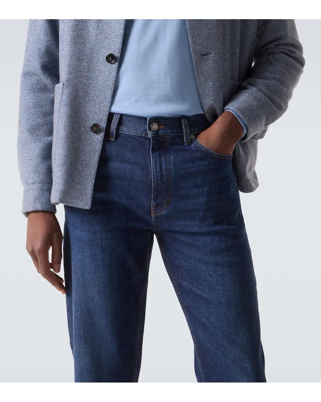 Zegna Blue Mid-Rise Slim Jeans for men