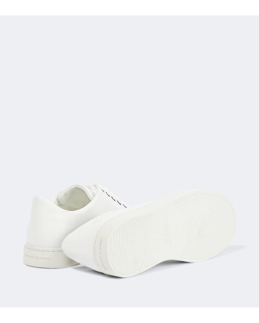 Manolo Blahnik White Semanado Leather Sneakers for men