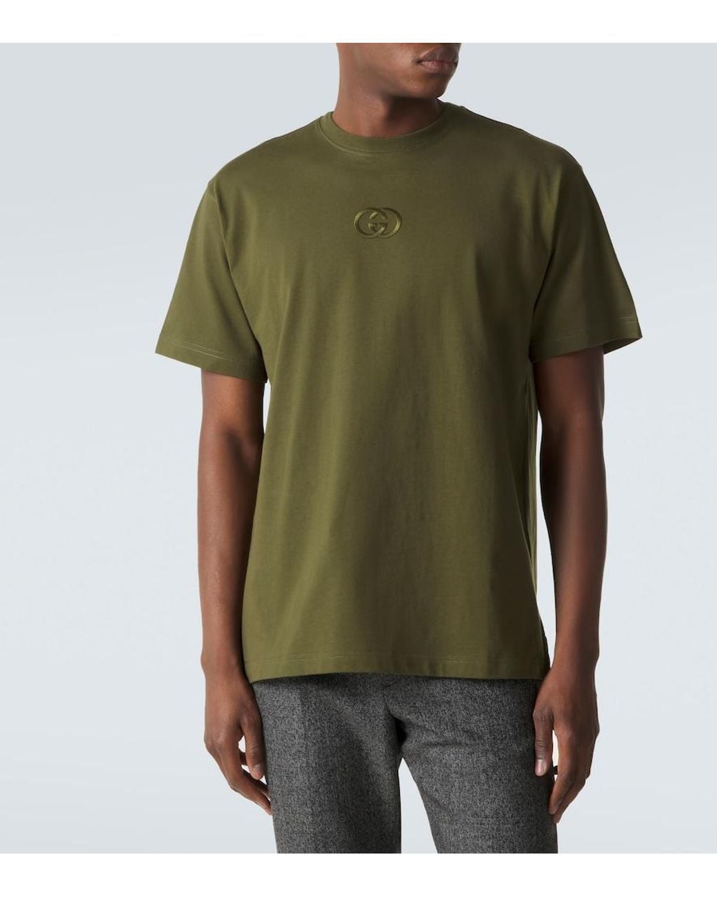 Gucci Green Interlocking G Cotton Jersey T-Shirt for men