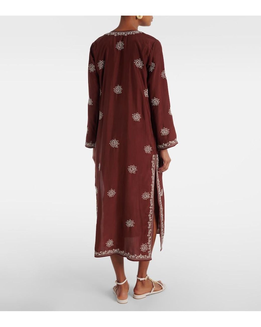 Juliet Dunn Floral Embroidered Silk Tunic