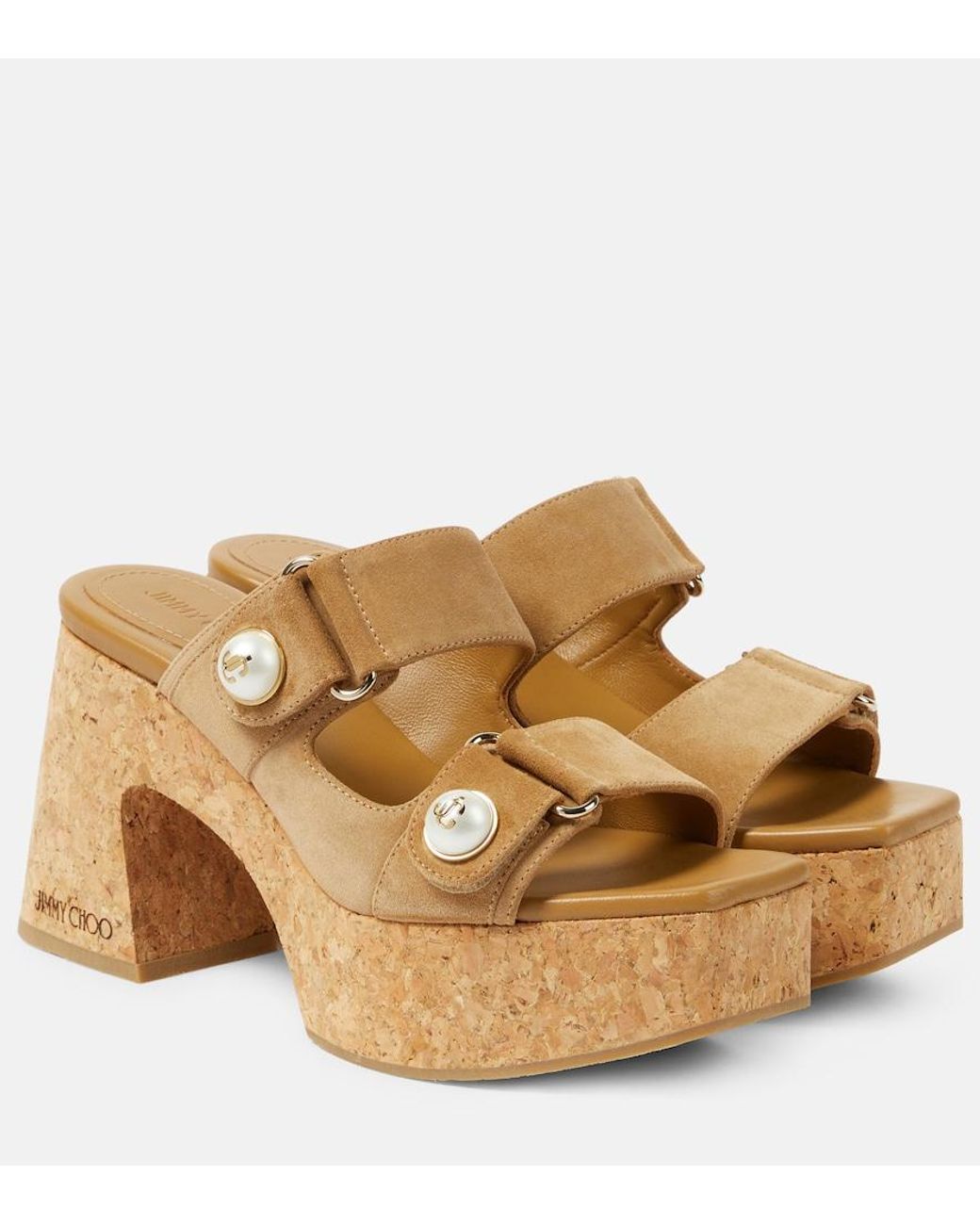 Jimmy Choo Brown Fayence 95 Suede Platform Mules
