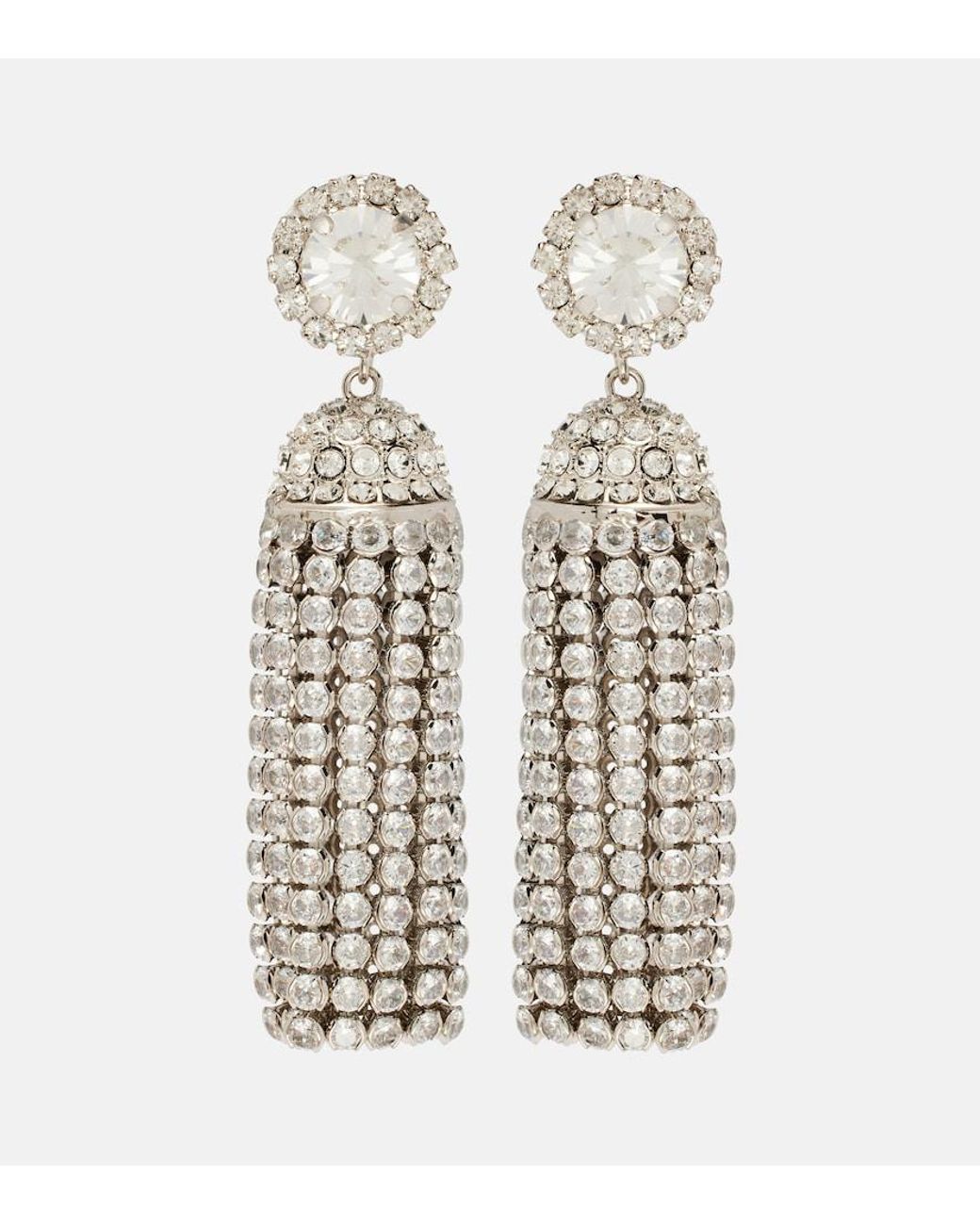 Rabanne White Crystal-Embellished Drop Earrings
