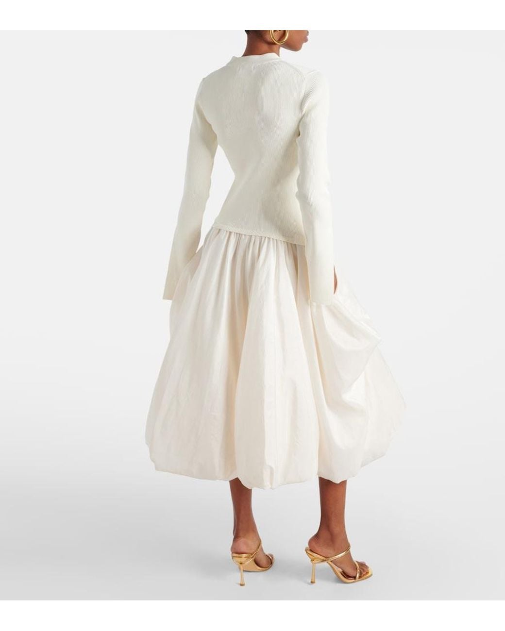 Jonathan Simkhai White Kenlie Taffeta-Trimmed Midi Dress