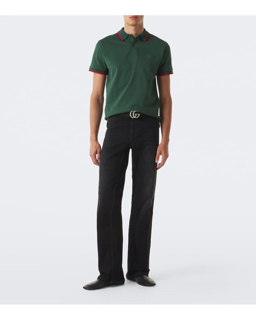 Gucci Green Cotton-Blend Pique Polo Shirt for men