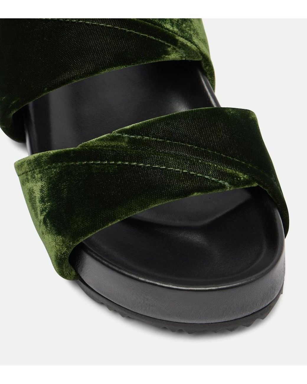Dries Van Noten Black Leather-Trimmed Velvet Slides