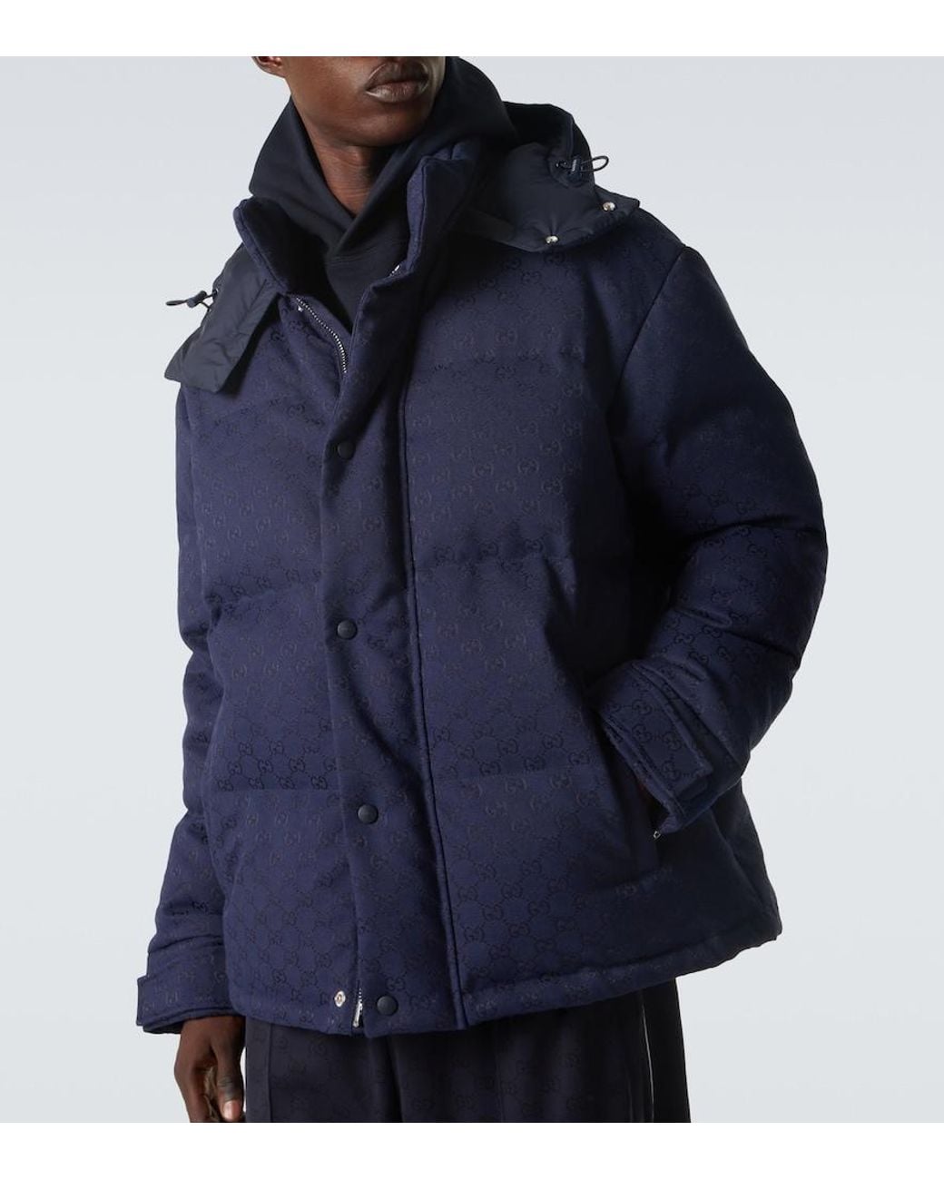 Gucci Blue Gg Canvas Down Jacket for men