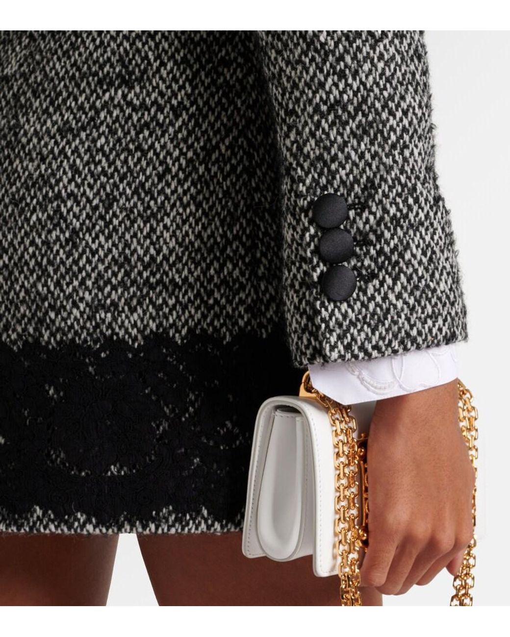 Dolce & Gabbana Black Cropped Wool-Blend Tweed Jacket