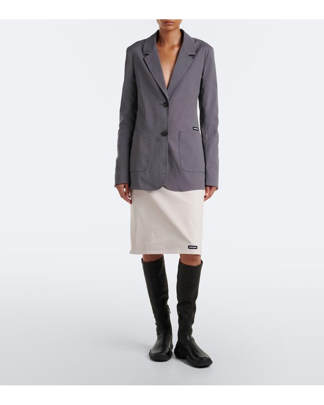 Miu Miu White Cotton-Blend Poplin Pencil Skirt