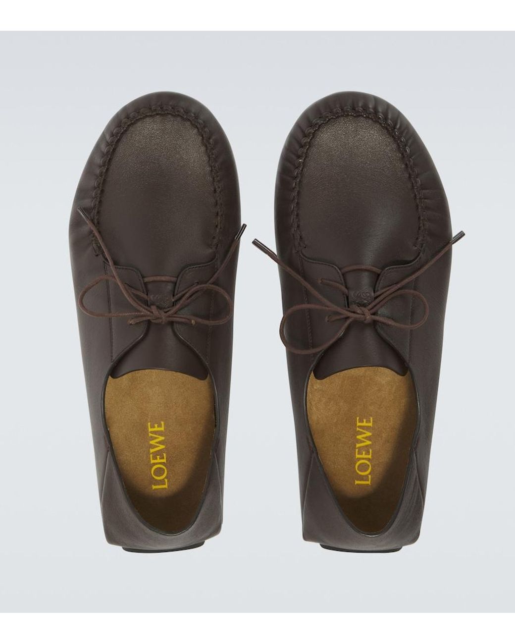 Loewe Brown Rambla Leather Boat Shoes for men