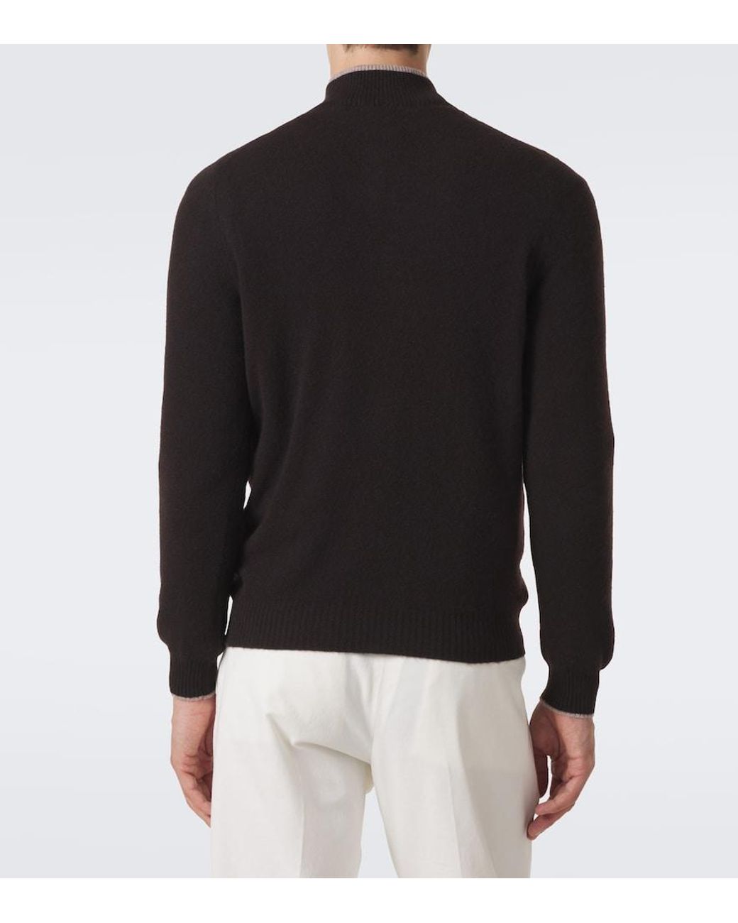 Fedeli Black Cashmere Half-Zip Sweater for men
