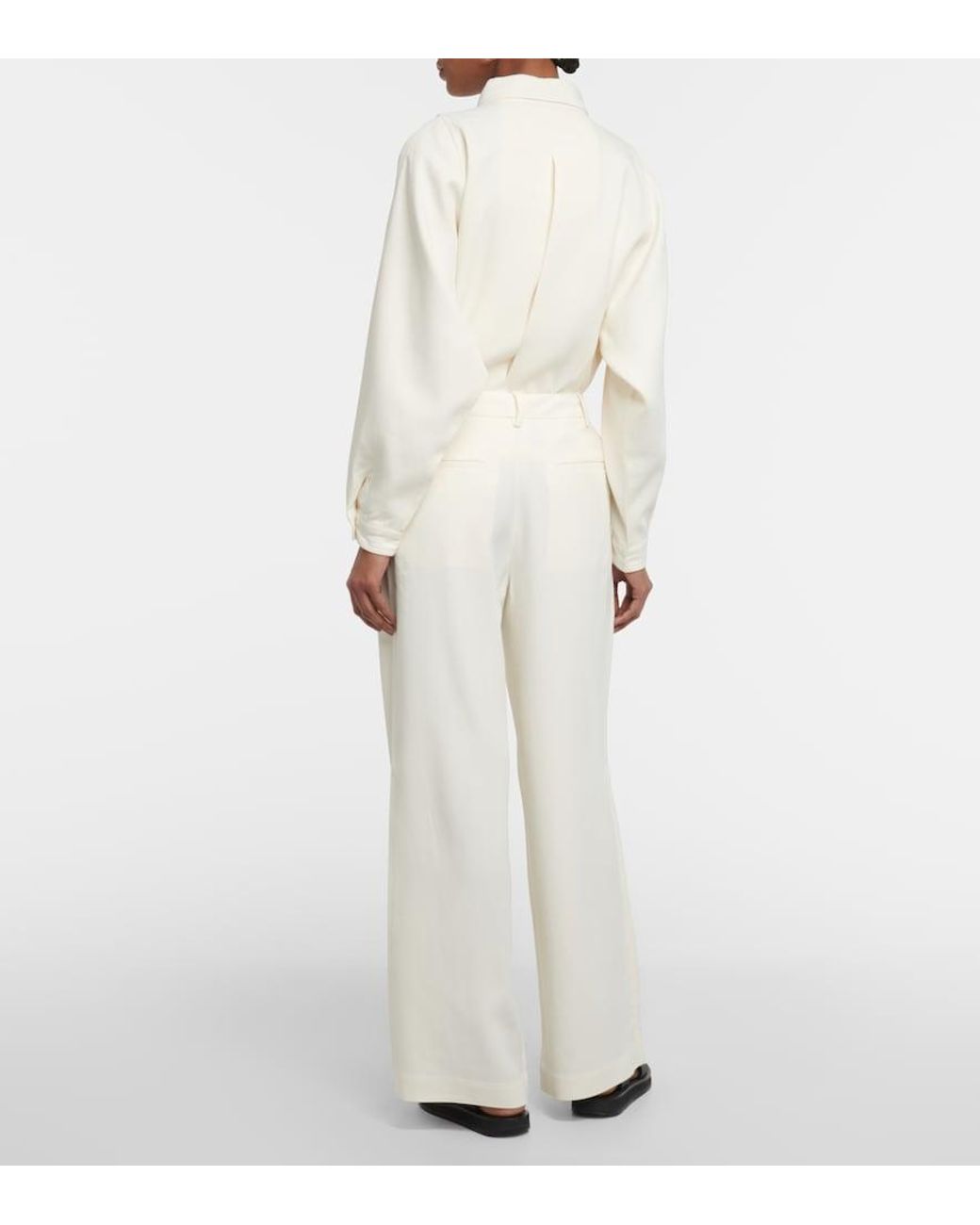 Co. White Pleated Wide-Leg Pants