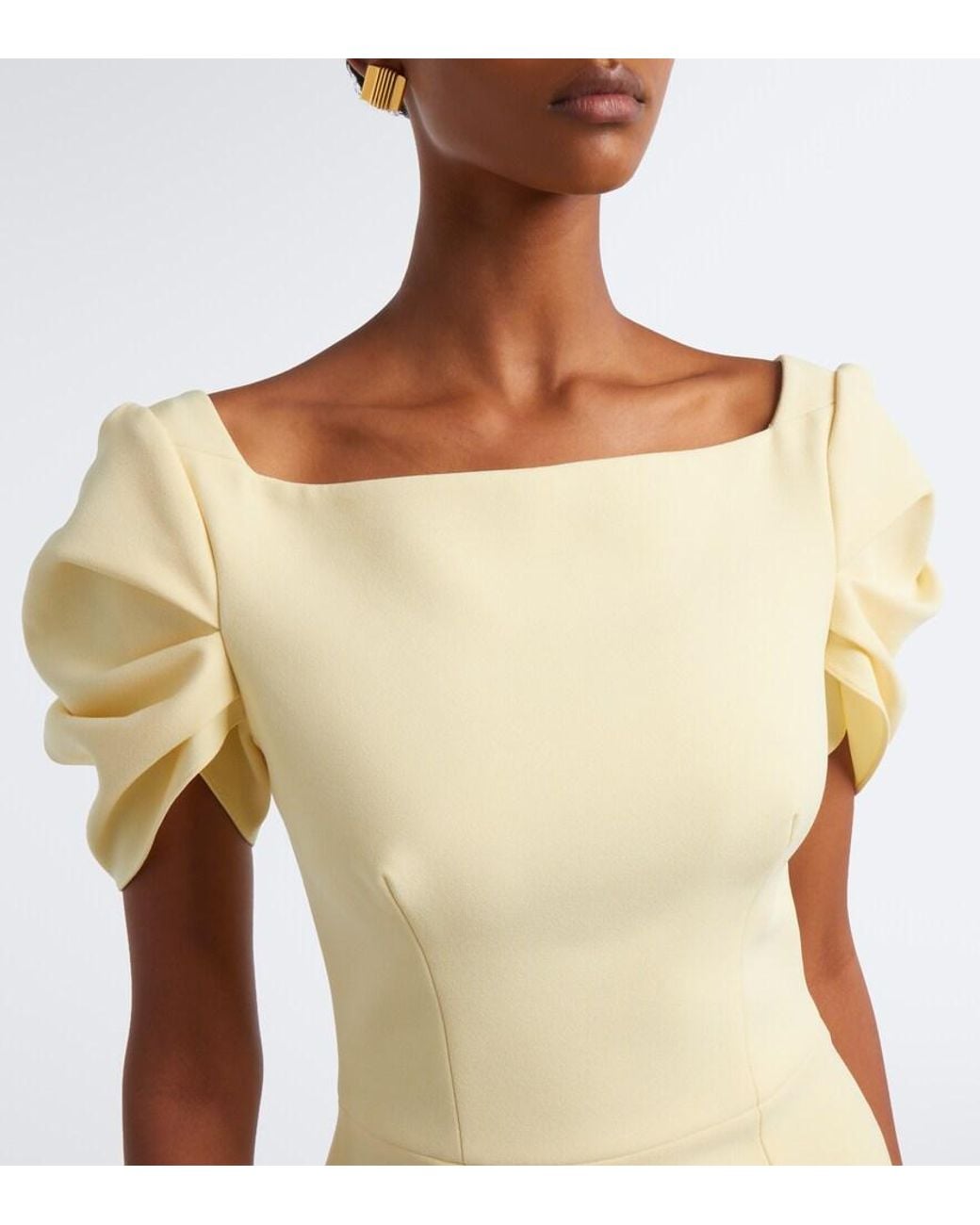 Safiyaa Metallic Ivon Draped Crepe Gown