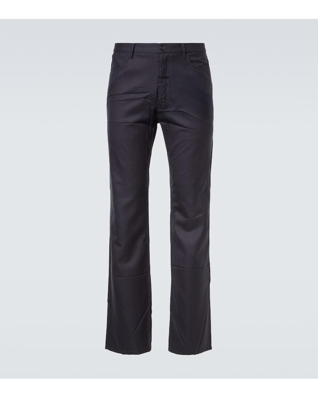 Balenciaga Blue Pinstripe Wool Straight Pants for men