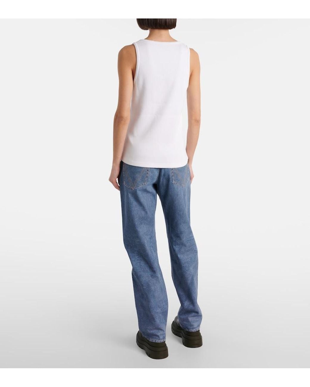 Bottega Veneta White Cotton-blend Tank Top