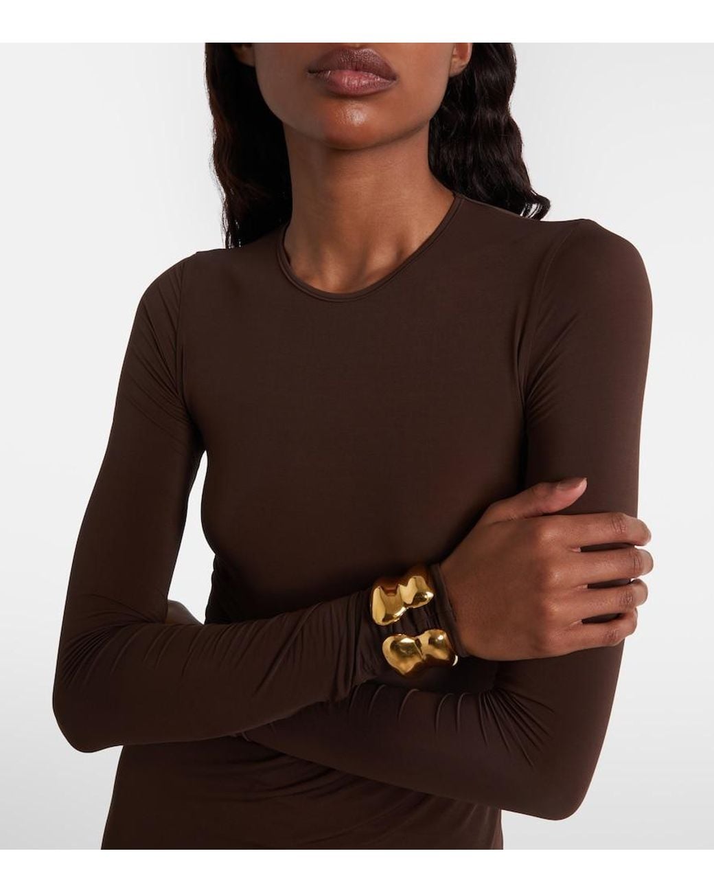 Wardrobe NYC Brown Sheer Bodysuit