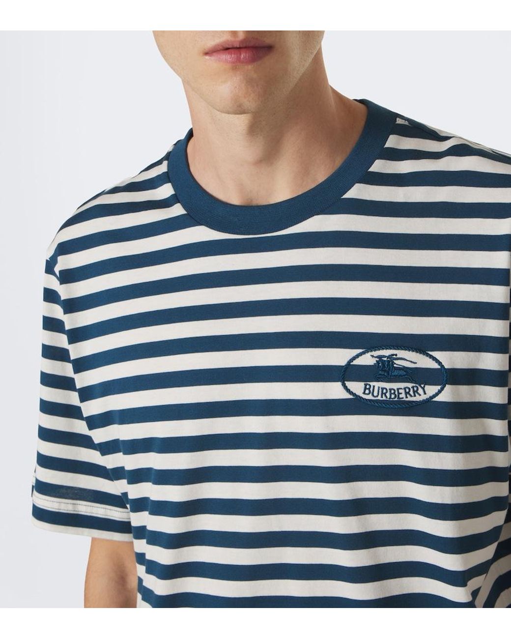 Burberry Blue Ryan Striped Cotton Jersey T-Shirt for men