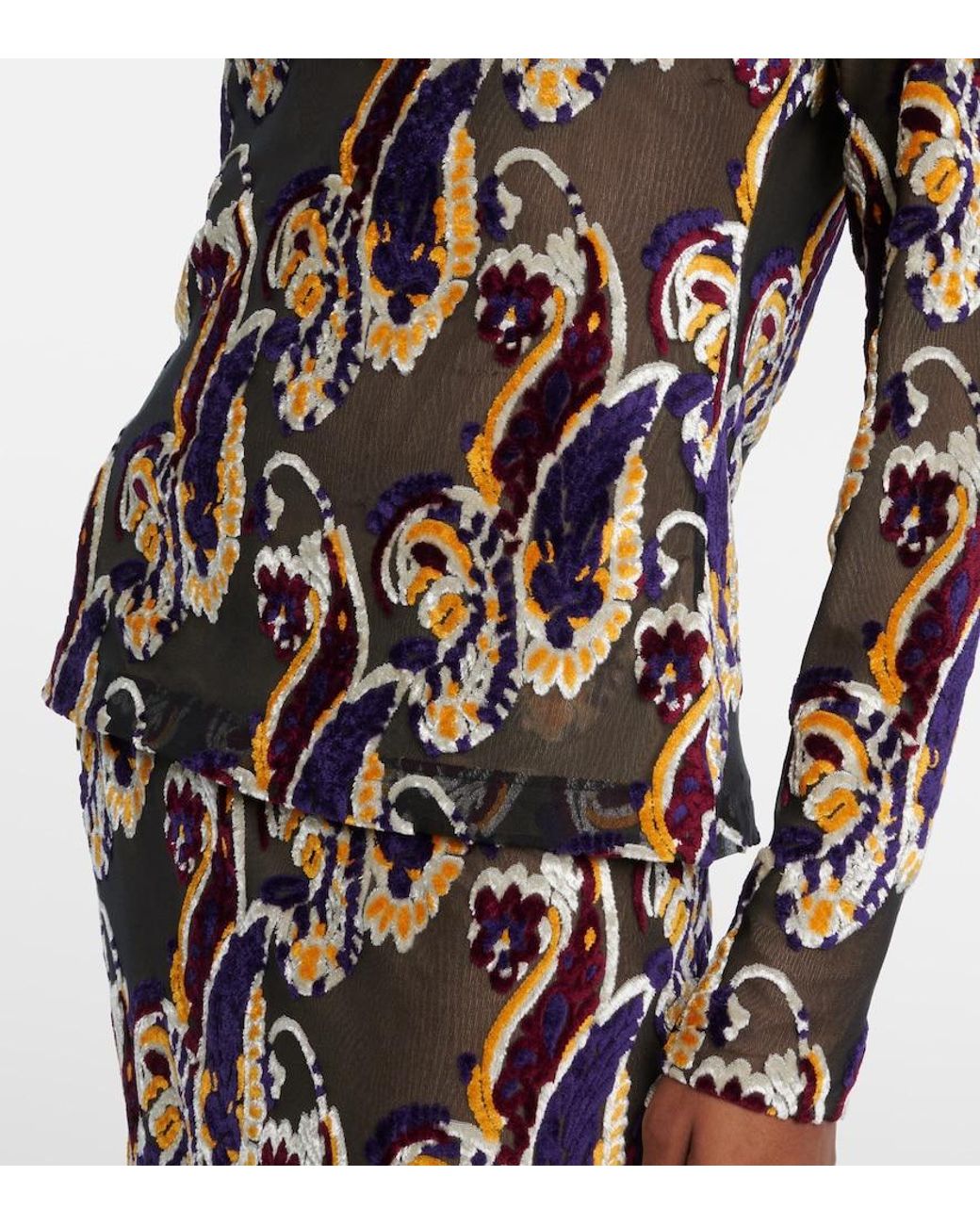 Etro Black Paisley Semi-Sheer Top