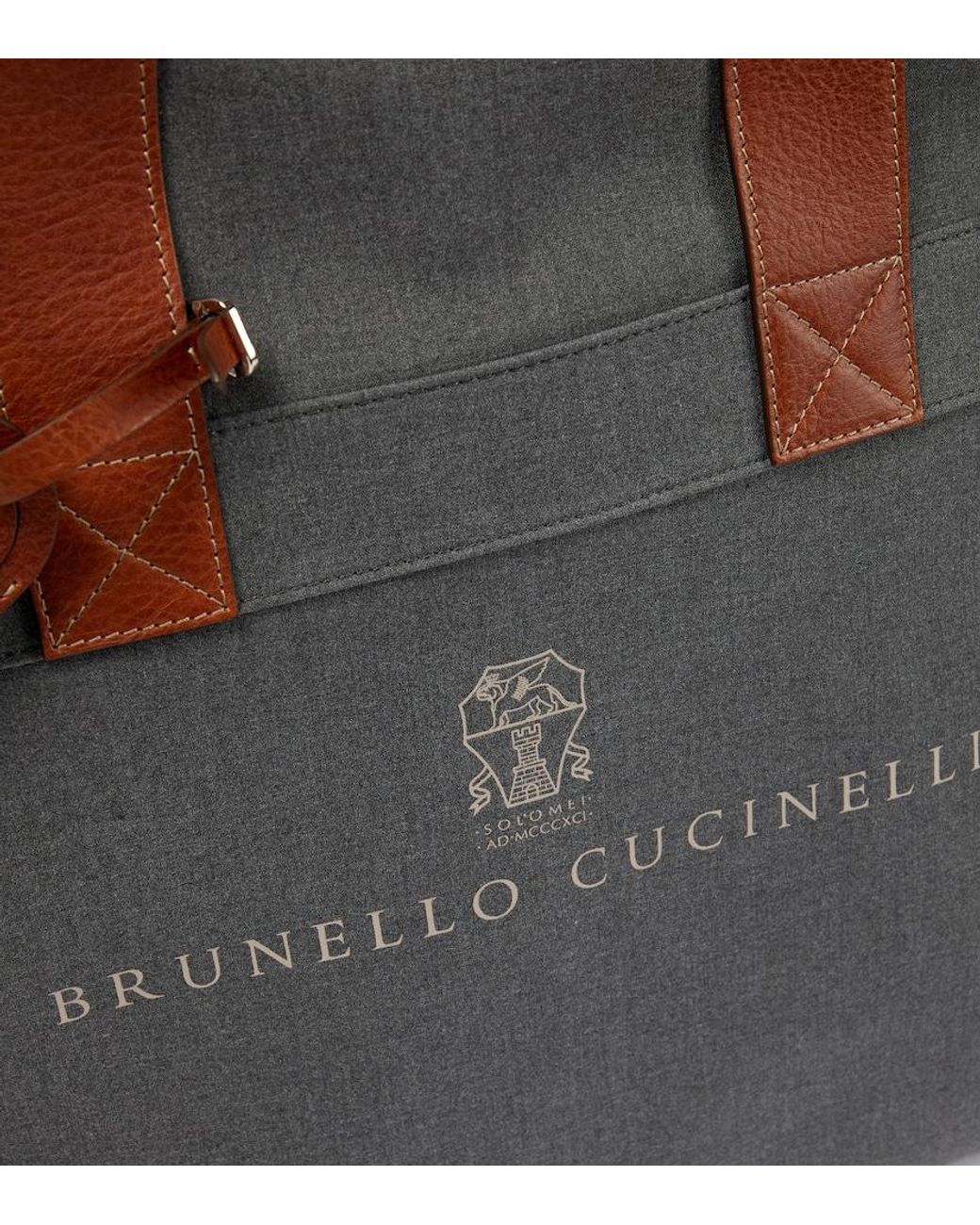Brunello Cucinelli Multicolor Leather-Trimmed Canvas Garment Bag for men