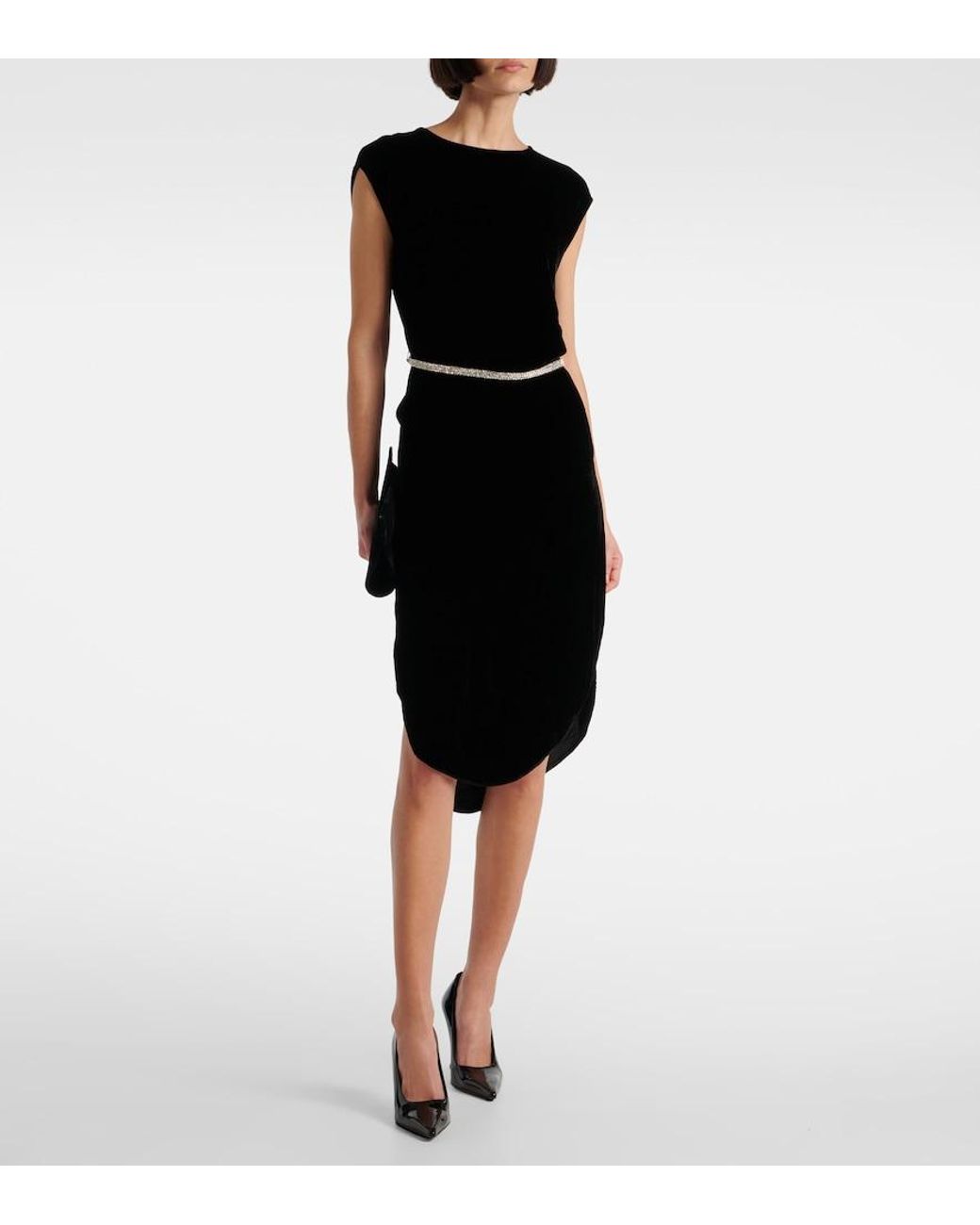 Velvet Black Midi Dress