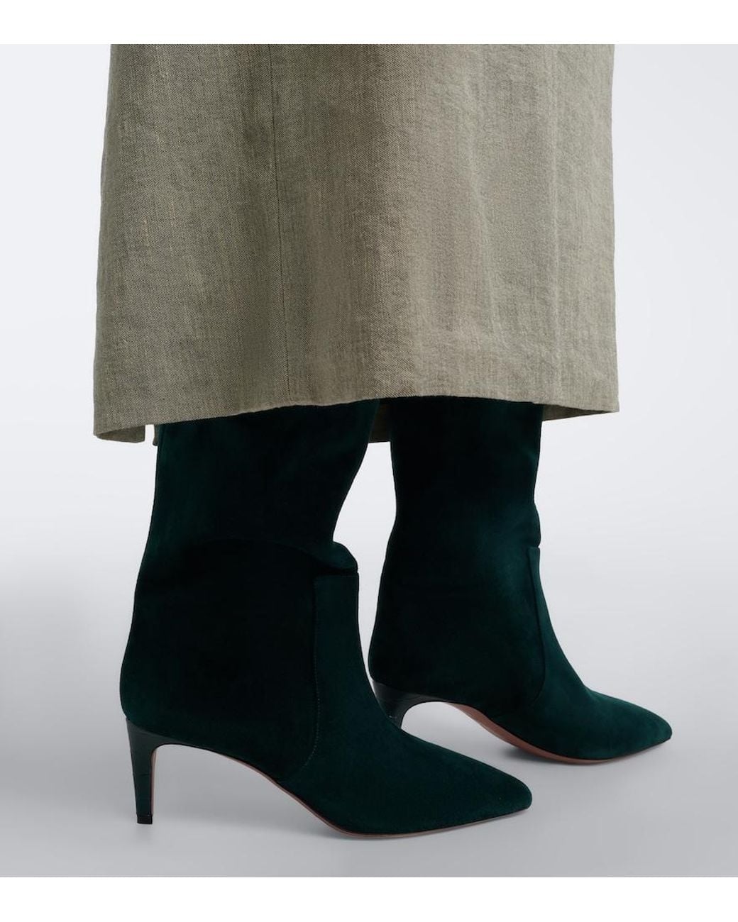 Paris Texas Blue Stiletto Suede Knee-High Boots
