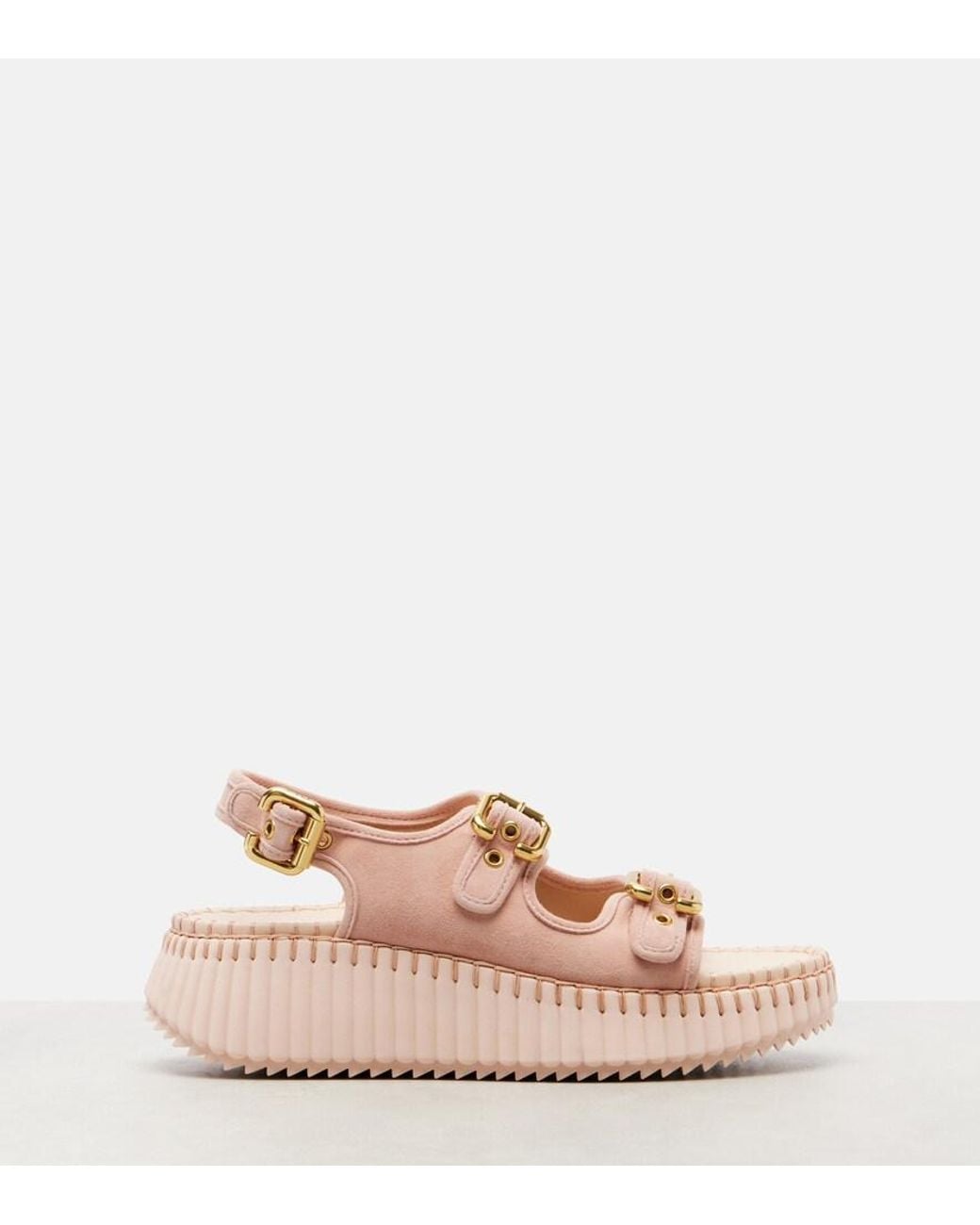 Chloé Pink Nama Suede Platform Sandals
