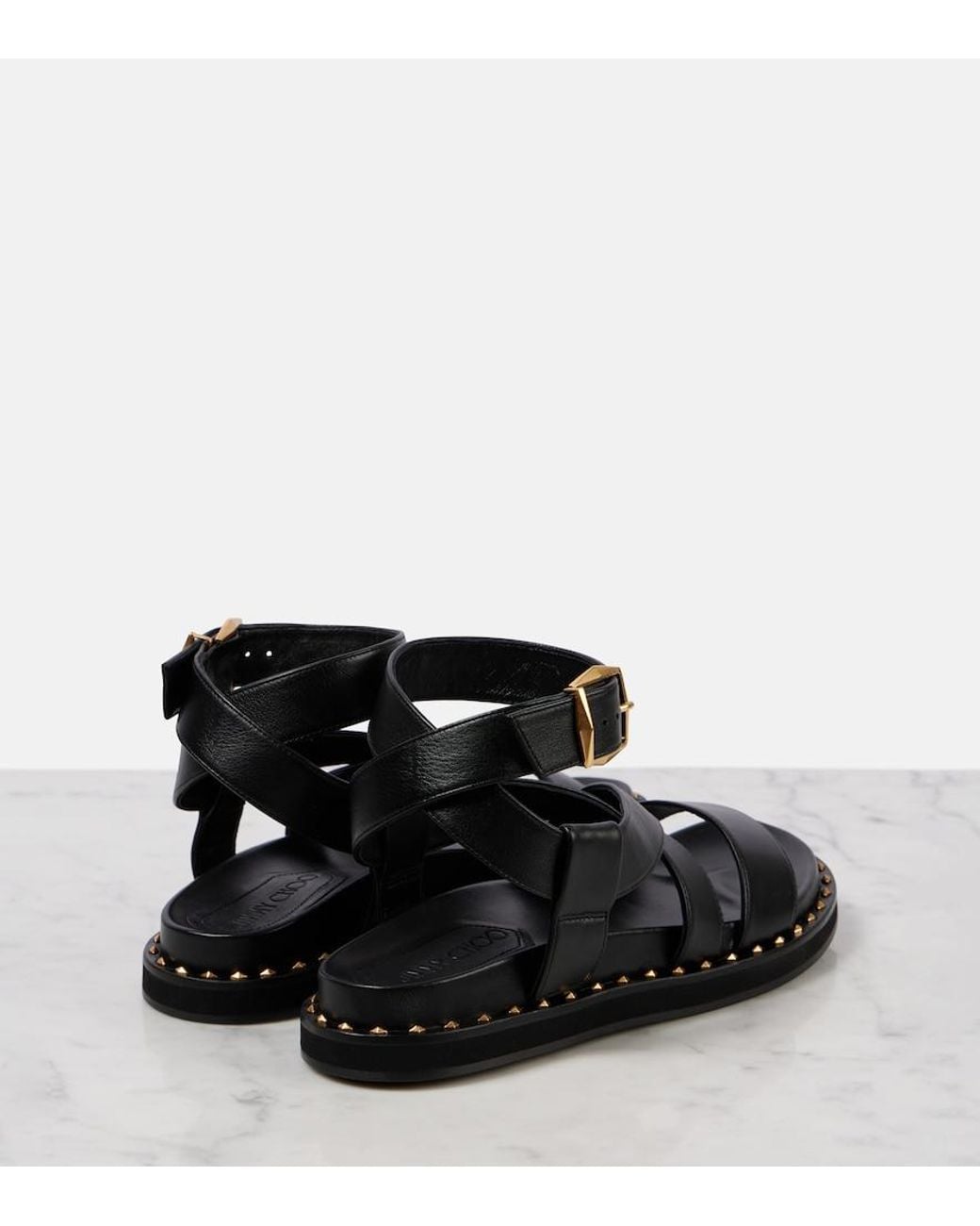 Jimmy Choo Black Blaise Leather Sandals