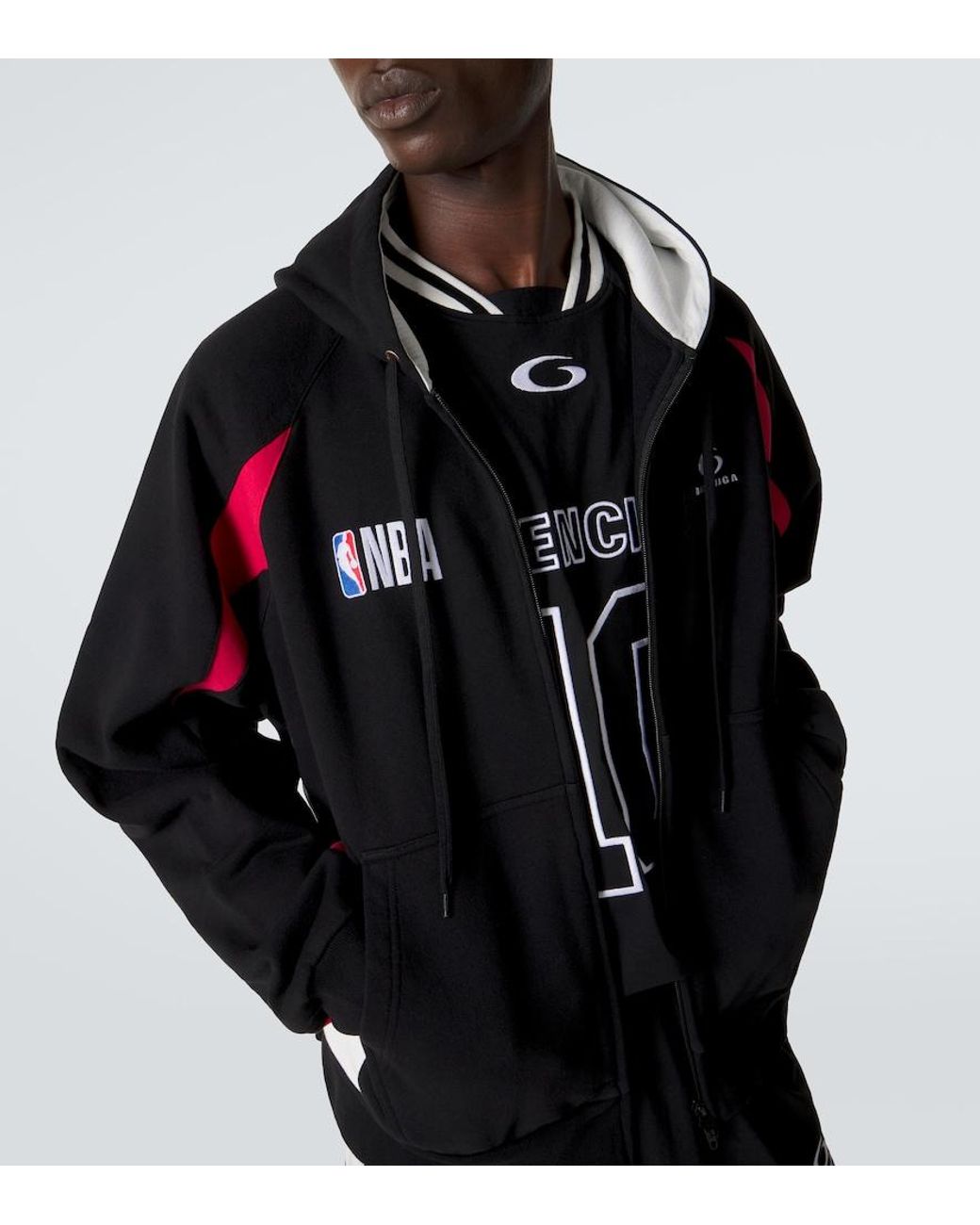 Balenciaga Blue X Nba Logo Cotton Fleece Hoodie for men