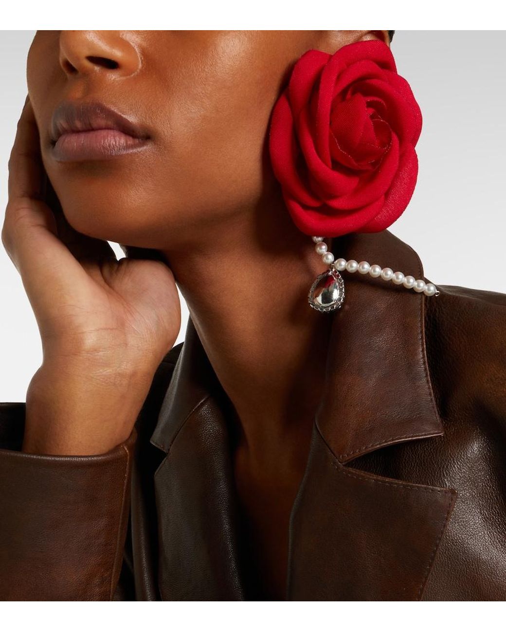 Magda Butrym Red Embellished Single Earring