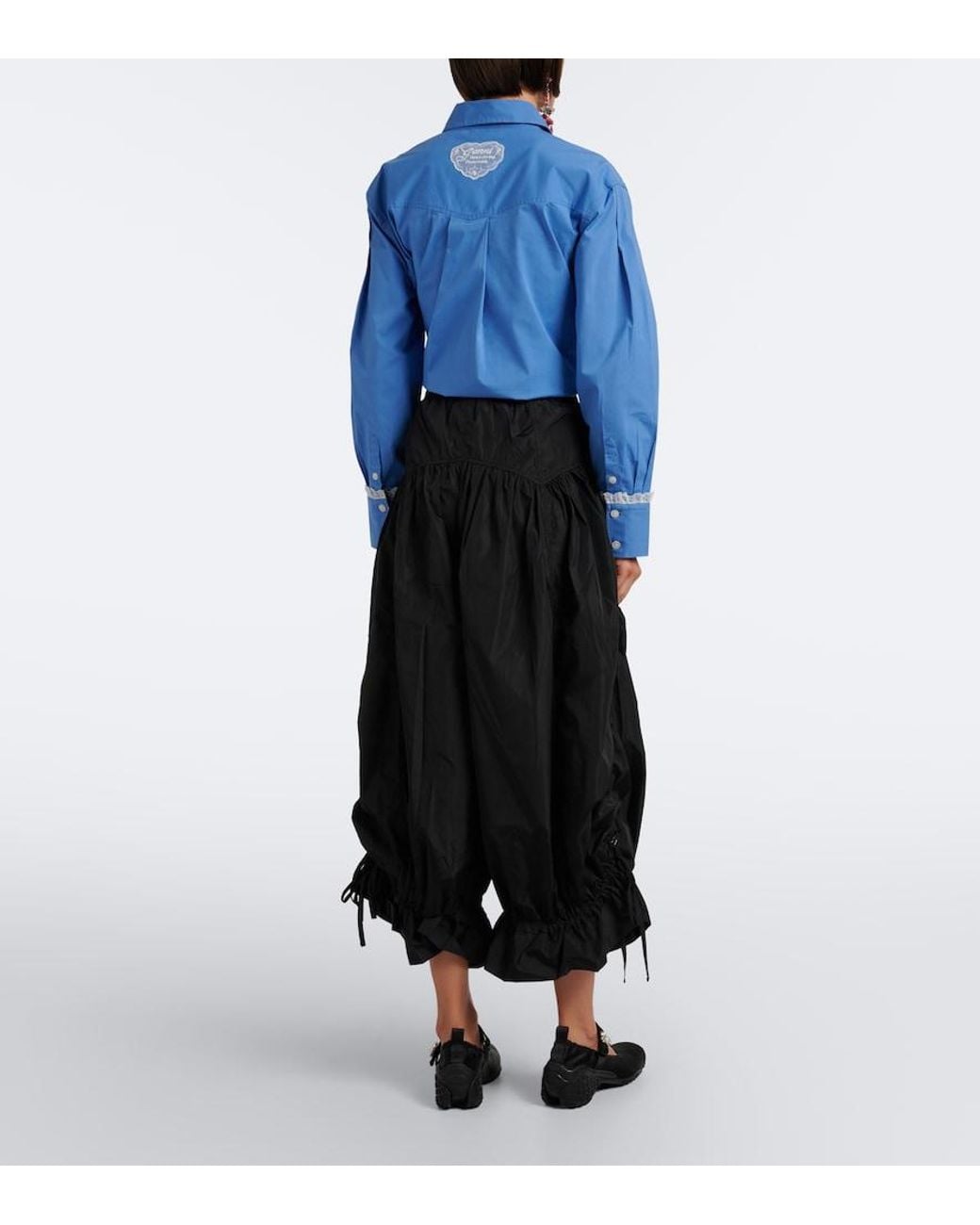 Ganni Black Ruffled Balloon Pants