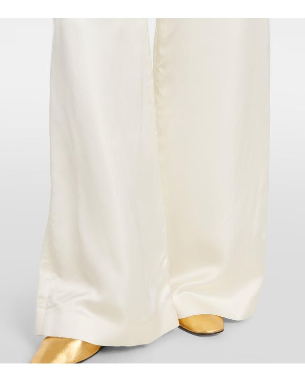 Ralph Lauren White Satin Wide-Leg Pants
