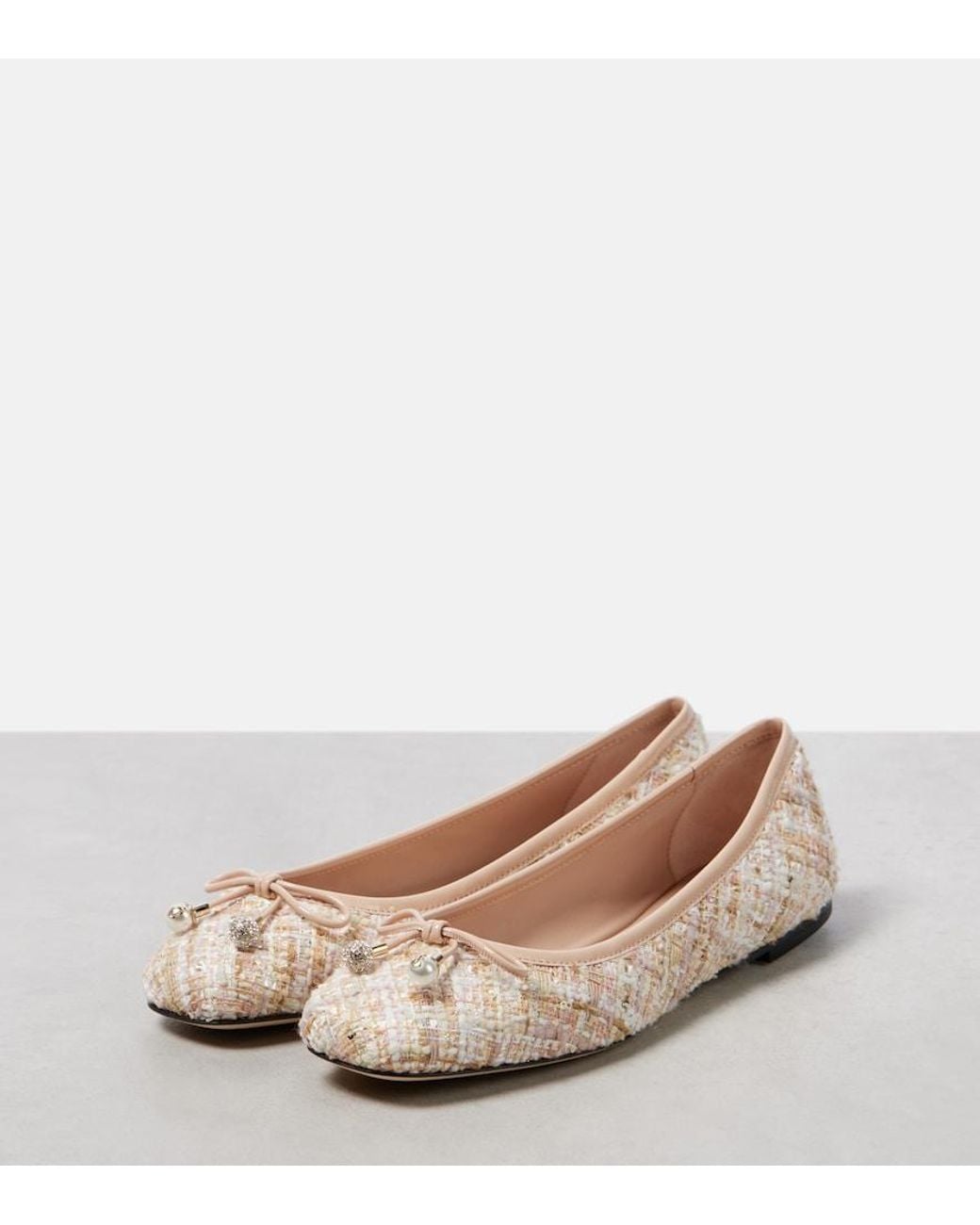 Jimmy Choo Pink Elme Tweed Ballet Flats