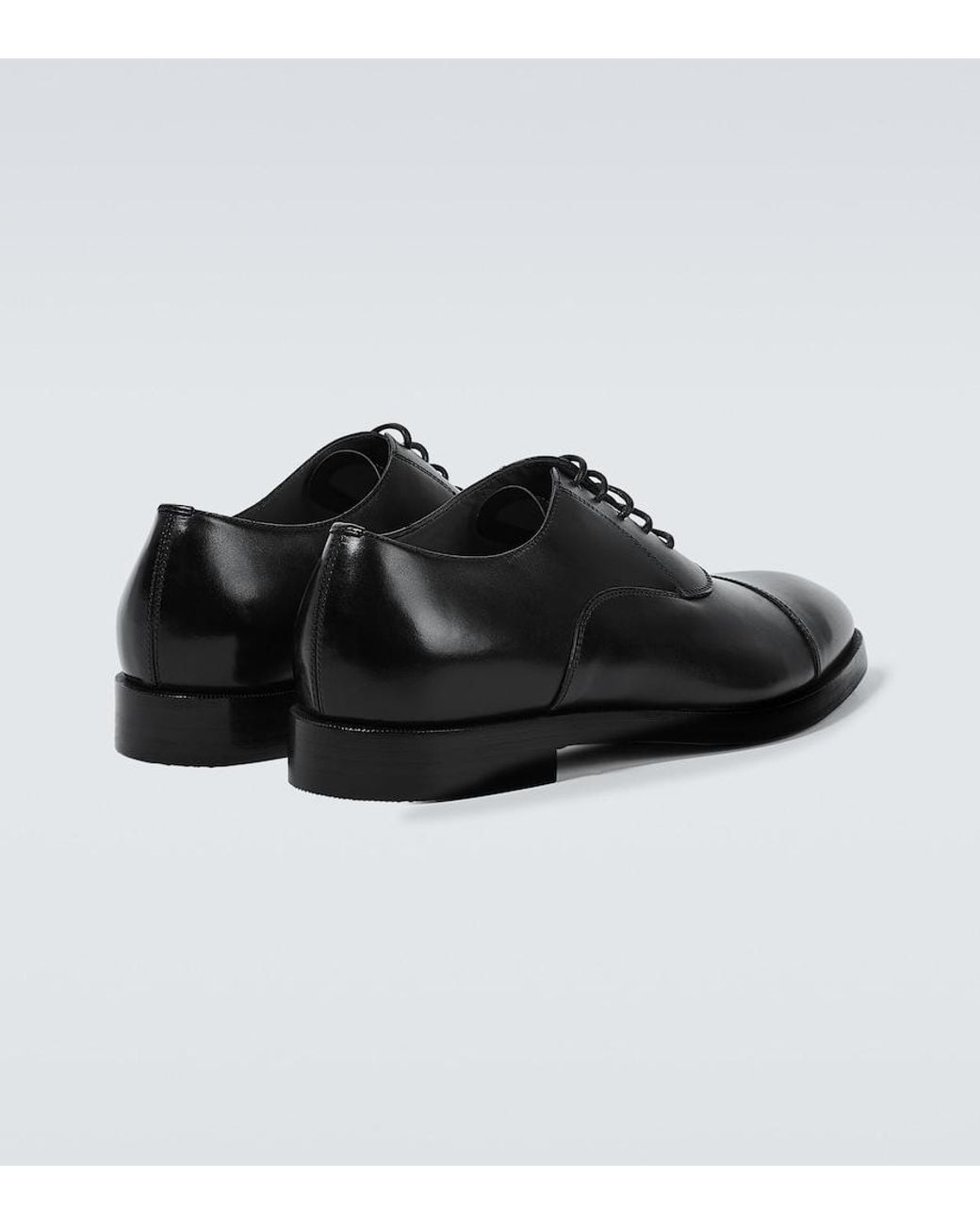 Zegna Black Oxford Leather Shoes for men