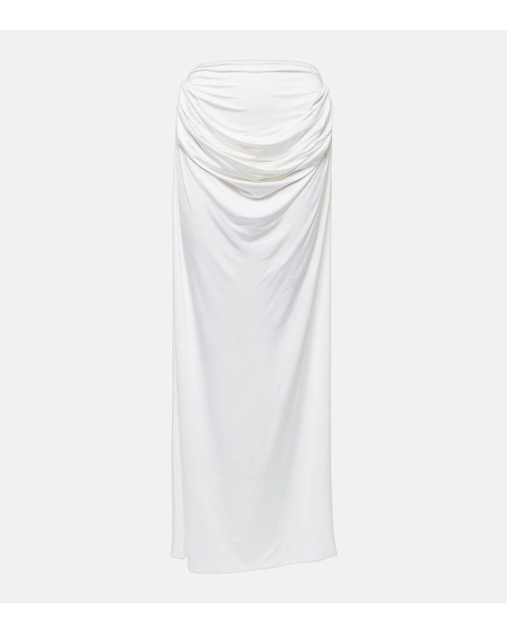Magda Butrym White Draped Jersey Maxi Skirt