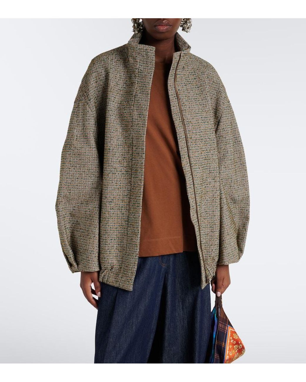Dries Van Noten Brown Checked Bomber Jacket