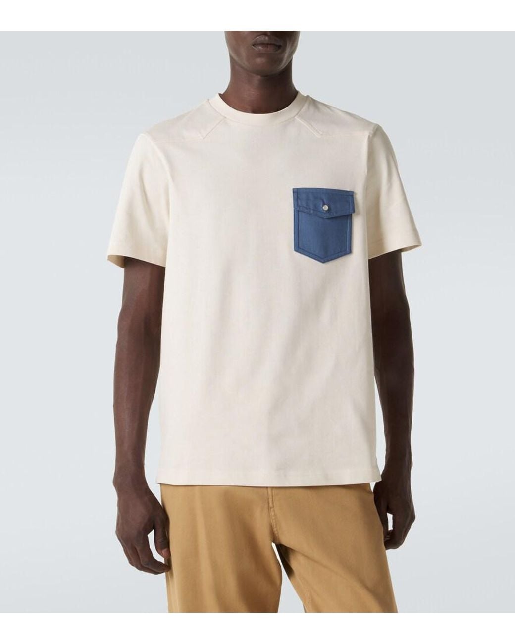 Moncler White Denim-Trimmed Cotton Jersey T-Shirt for men