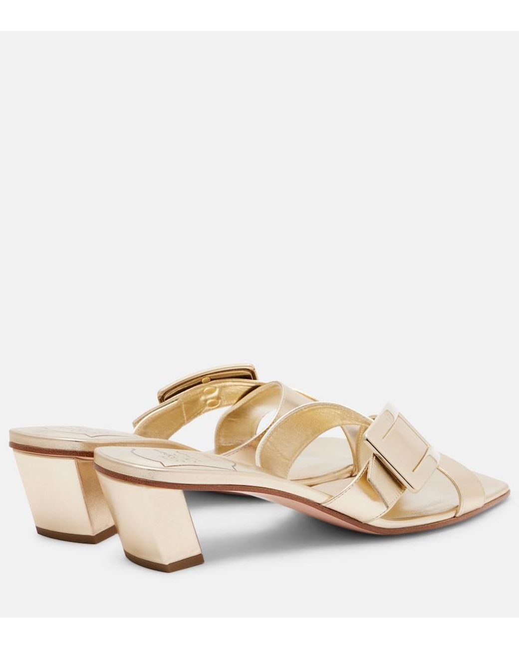 Roger Vivier Natural Metallic Leather Sandals