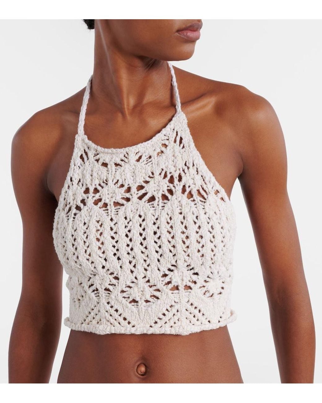 Alanui White Lagoon Romance Cotton-Blend Crochet Crop Top