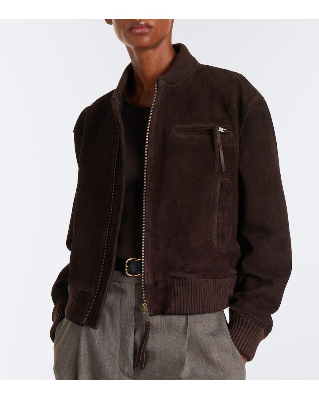 Arma Black Elysia Suede Bomber Jacket