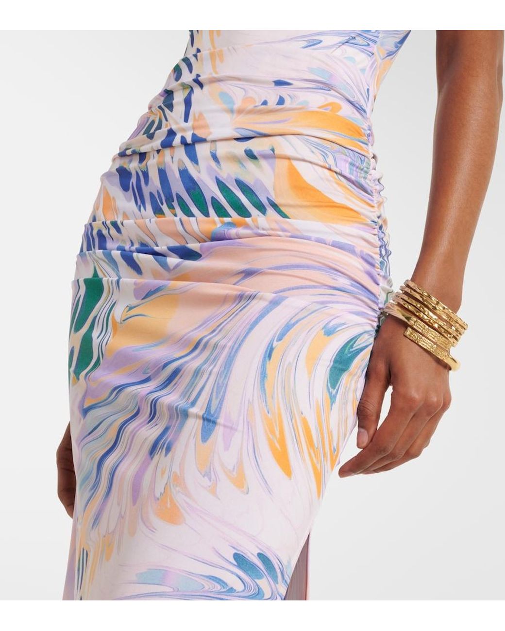 Alexandra Miro Blue Gia Printed Maxi Skirt