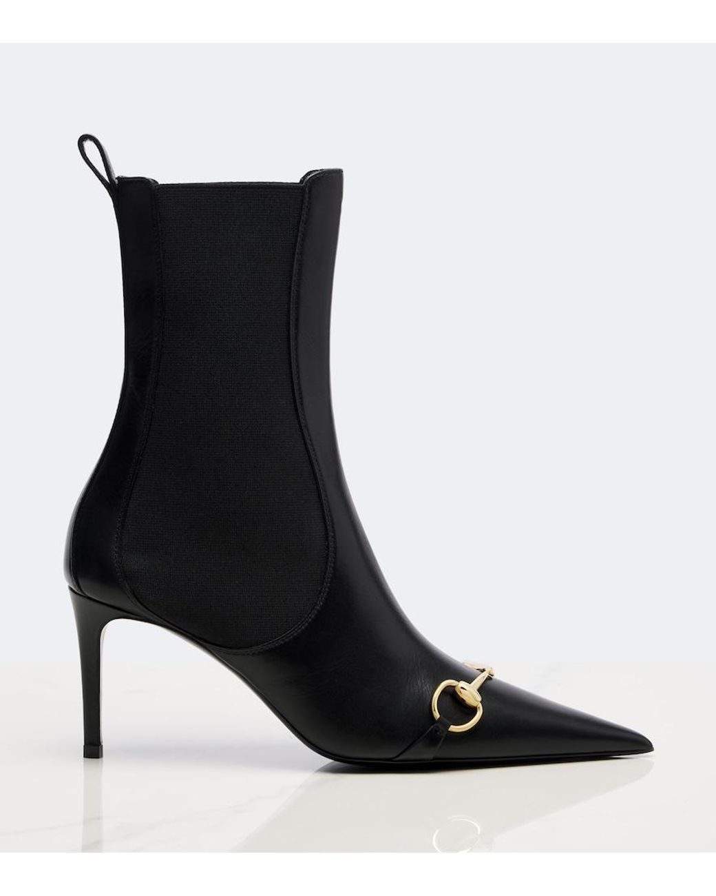 Gucci Black Donna Horsebit Leather Ankle Boots