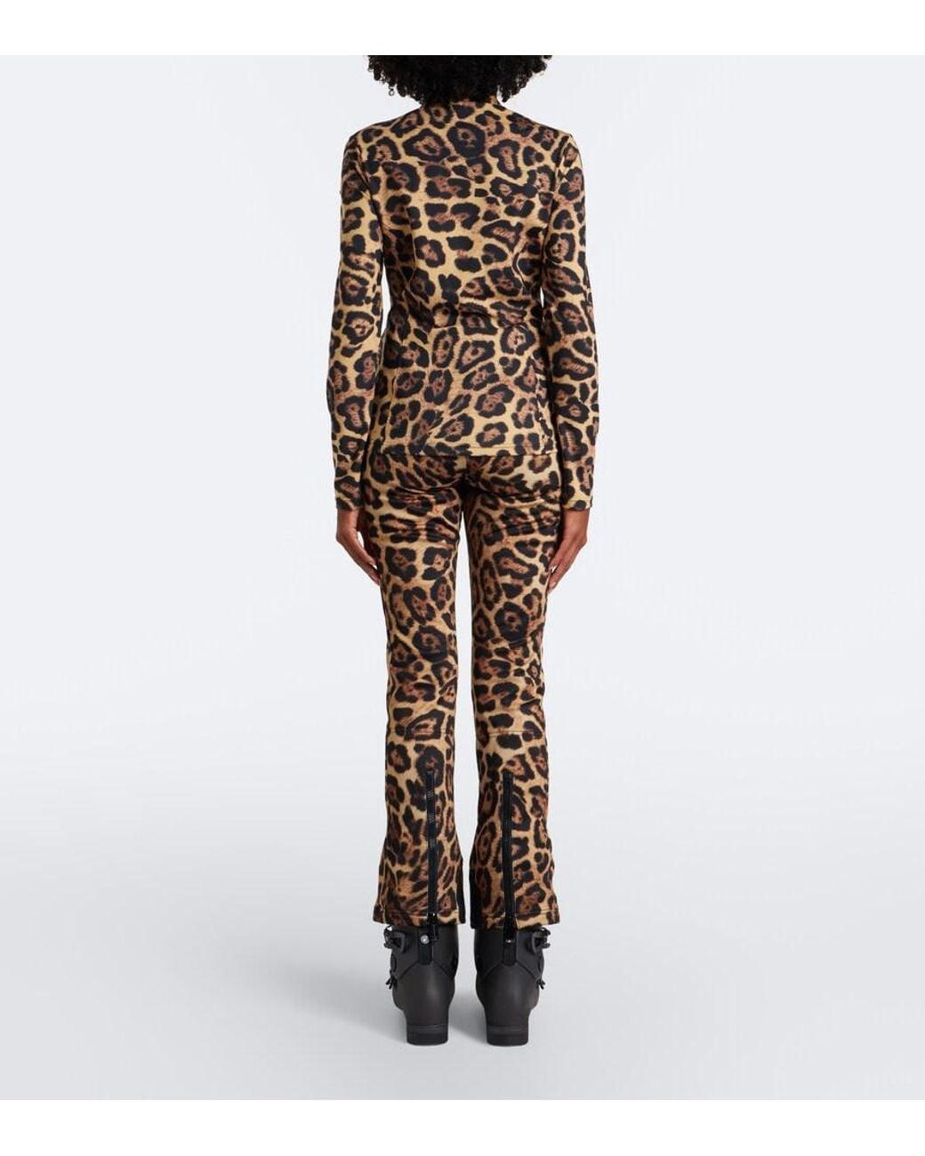Goldbergh Brown Leona Leopard-Print Half-Zip Ski Top