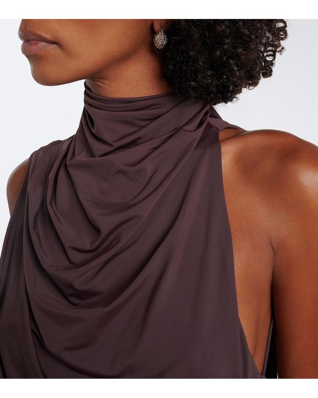 De La Vali Purple Lurna Draped Jersey Maxi Dress