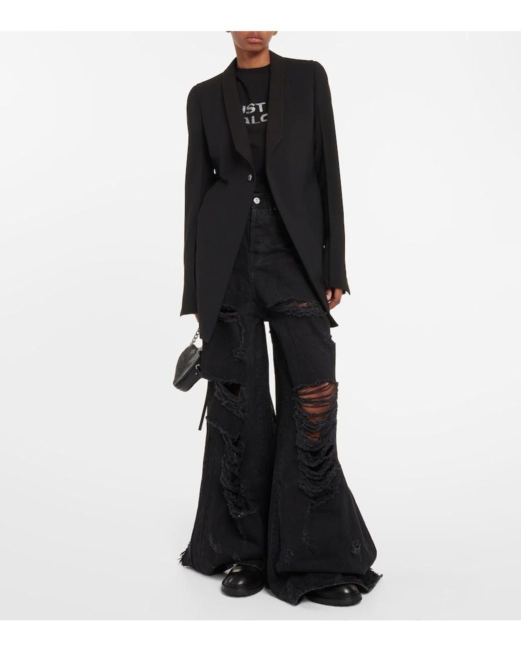 Jean Wide Distressed Vetements en coloris Black