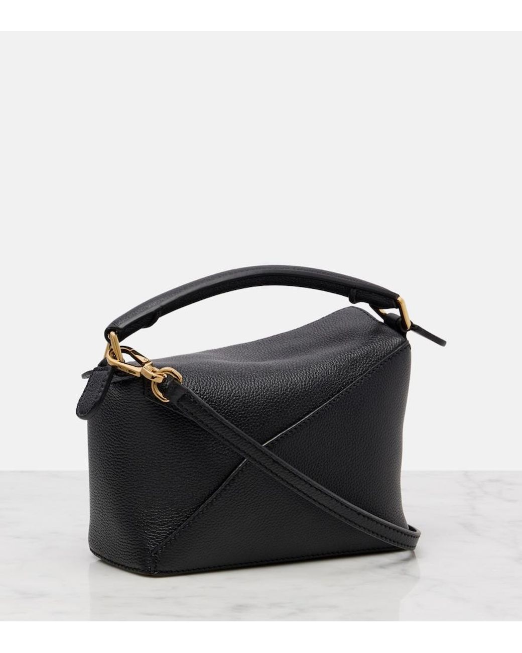 Loewe Black Puzzle Edge Mini Leather Top-Handle Bag