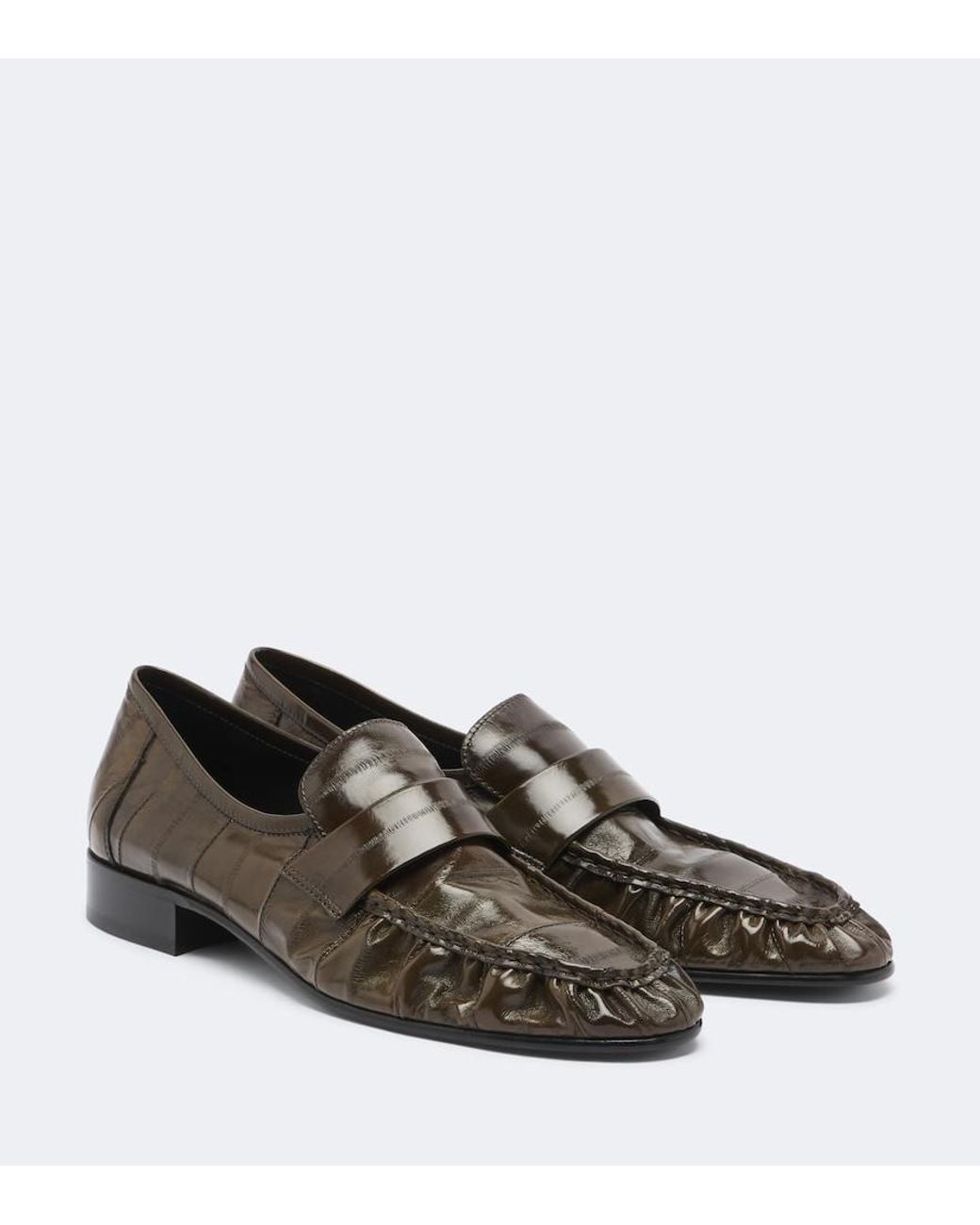 The Row Brown Soft Eel Leather Loafers