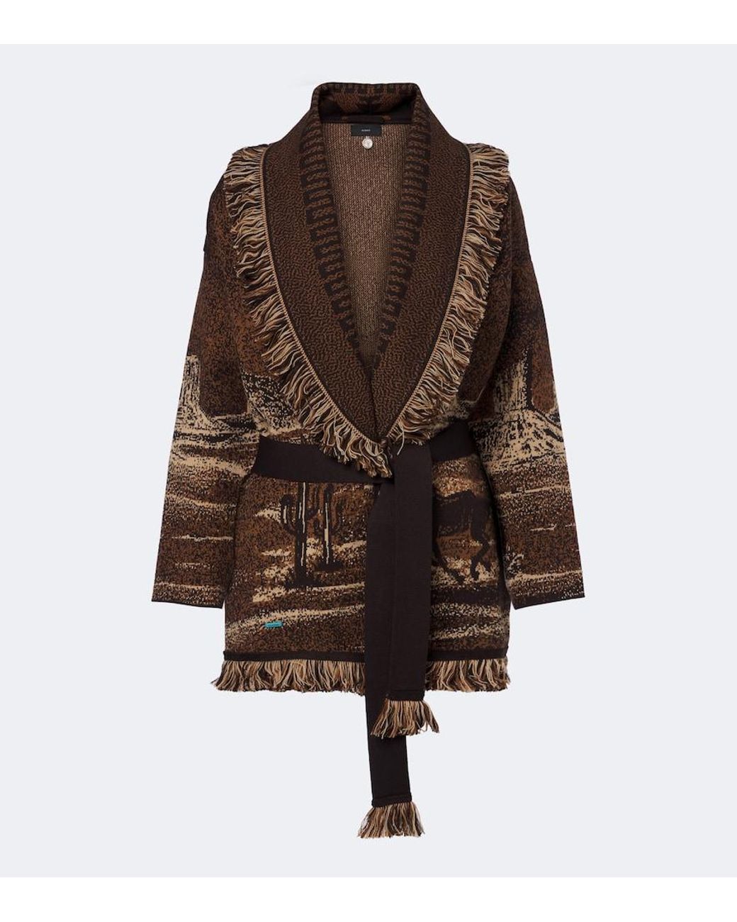 Alanui Brown Wild Wild Jacquard Wool-Blend Cardigan