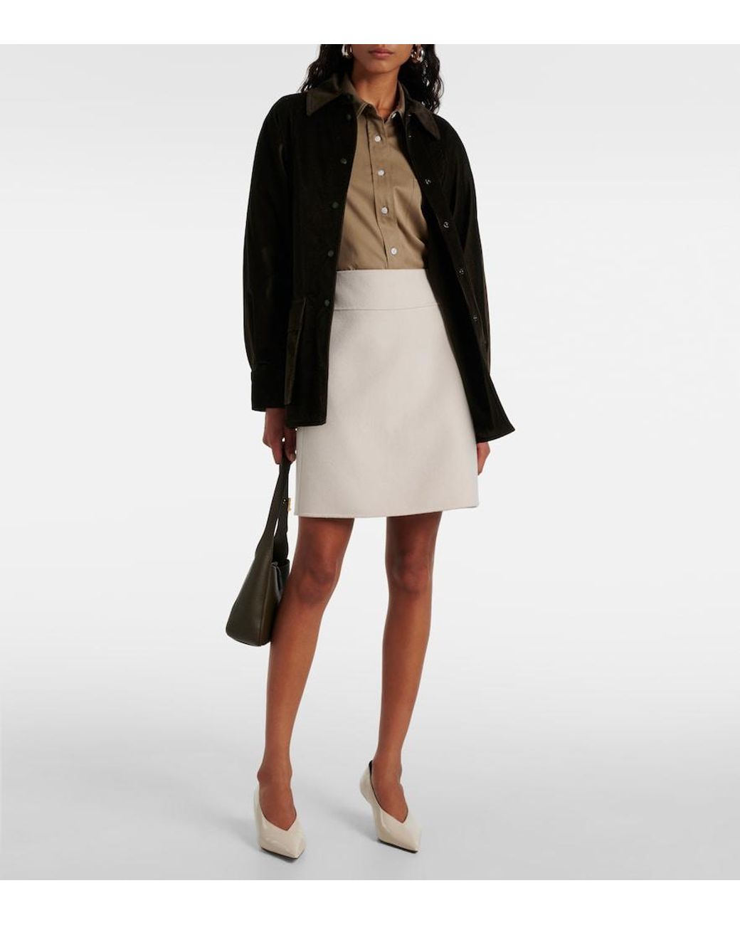 Max Mara White Wool Miniskirt